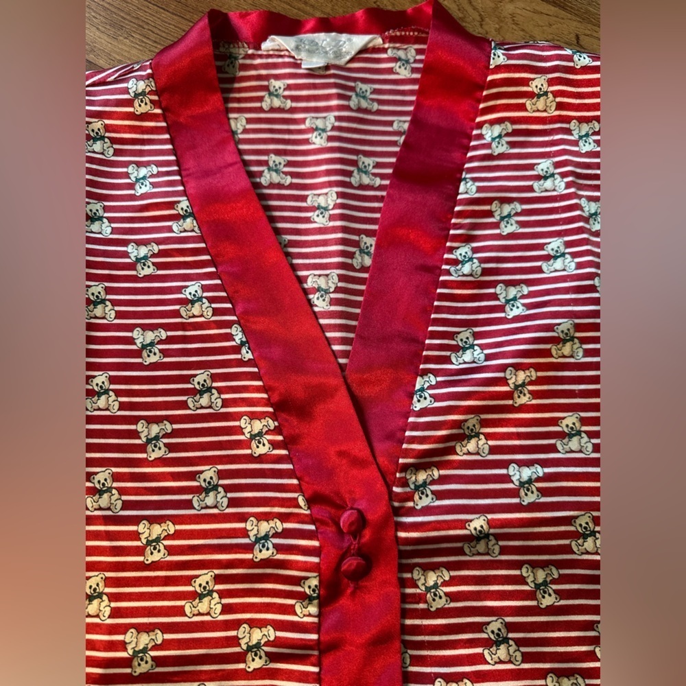 Vintage Stripped Teddy Bear Button Up Pajama Top.